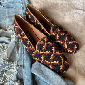 Zalo Needlepoint Leather Sole Flats